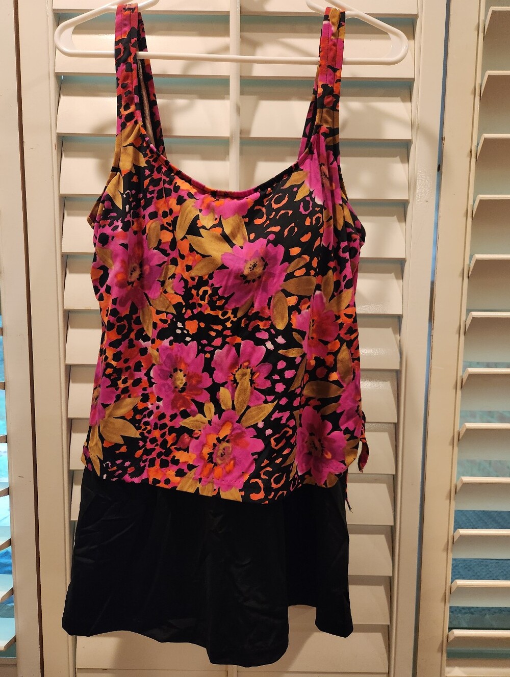 Maxine of Hollywood Black One-Piece Tankini Swim Suit, Size 16